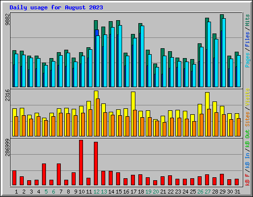 Daily usage for August 2023